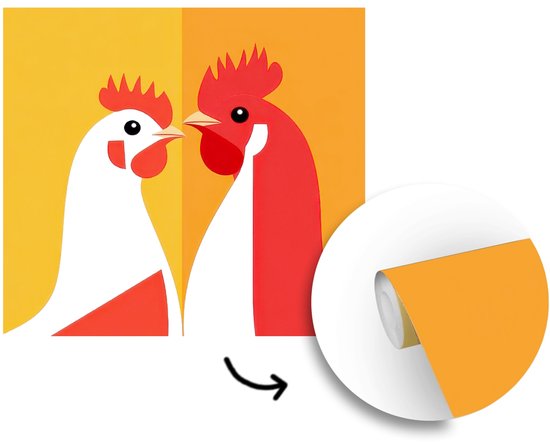 Behang - Fotobehang Kippen - Oranje - Vlakken - Breedte 240 cm x hoogte 240 cm