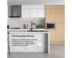 Klarstein Magnetron Verosteel inbouwmagnetron met grill – 20 l, 700 W & 800 W grill, 8 programma's, touchbediening, roestvrij staal, geïntegreerde magnetronoven - 20L - voor Keuken - Timer - RVS - glas Display - Microwave