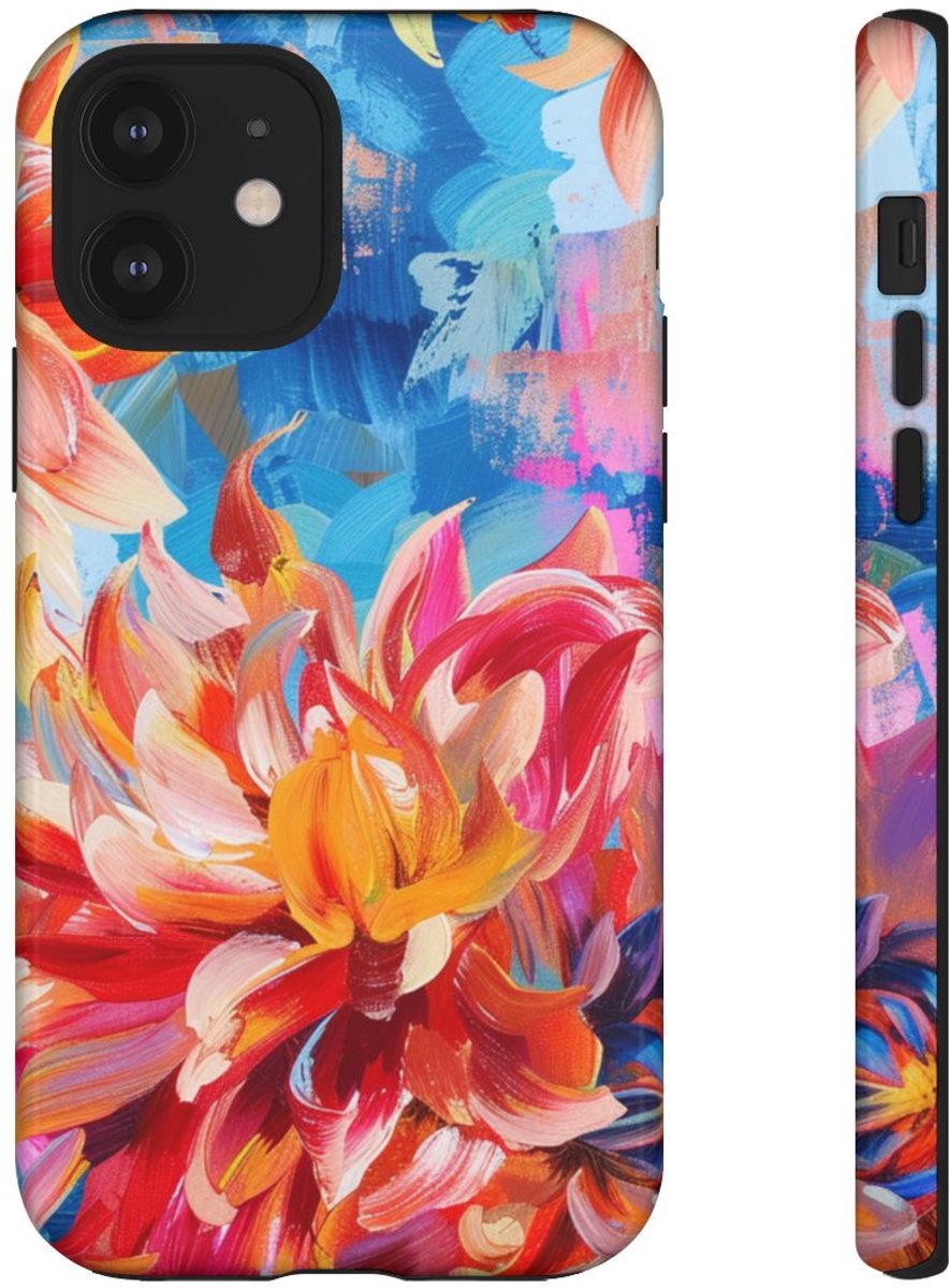 Levendig Abstract Bloemenpatroon – Telefoonhoesje Geschikt voor iPhone 12