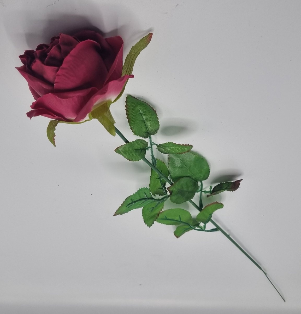 Pioenroos, 01, 64 cm, Donker Rood, 5 bloem, Grafdecoratie, Zijdenbloemen, Kunstbloemen