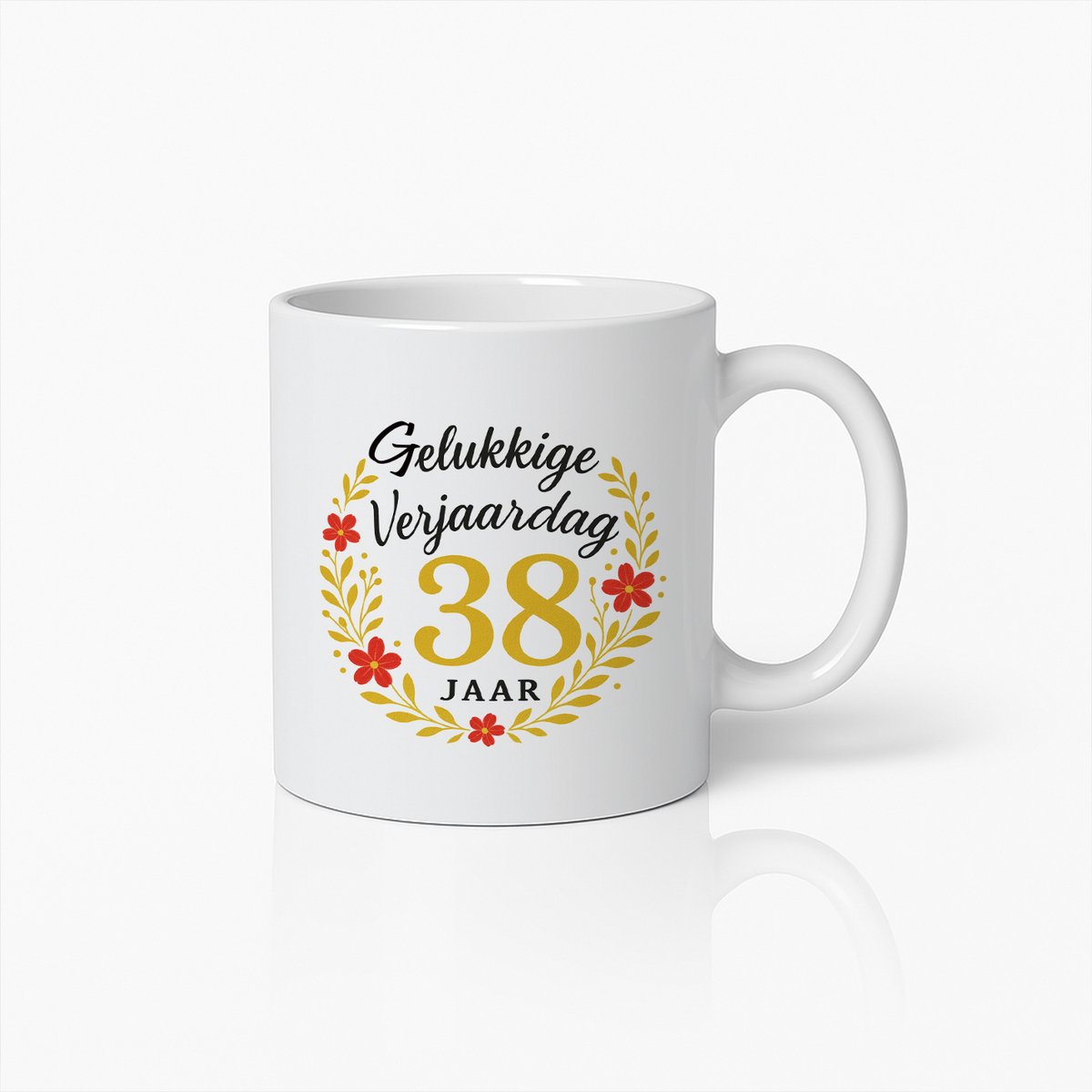 330ml Gelukkige 38ste Verjaardag Mok Bloem Design Feest Koffiebeker