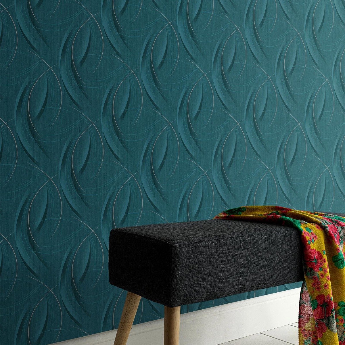 Modern behang abstract, Turquoise behang woonkamer, BRICOFLOR.nl