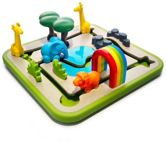 SmartGames - Safari Park Jr - 60 opdrachten - educatief spel voor kleuters - Olifant, Giraffen en Leeuw