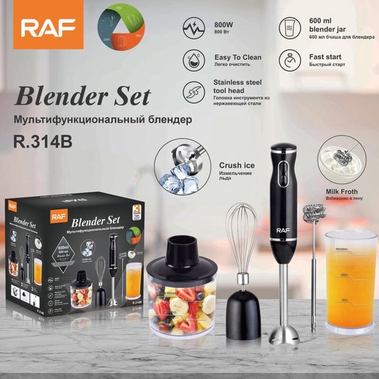 Staafmixers, 5-in-1 staafmixer, 800W soepblender met 500ml hakmolen en 600ml blender BPA-vrij van Merkloos — afbeelding 5