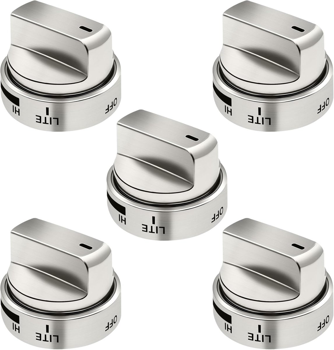 AEZ73453509 Vervangende kookplaatknoppen voor LG – Geschikt voor LG gasfornuis/kookplaat (modellen: LRG3036ST, LRG3095ST, LRG3091ST, LRG3093ST, LRG3035ST, LDG3036ST). Vervangt de volgende onderdelen: AEZ72909008, AP5669773, 2347547, PS7321756