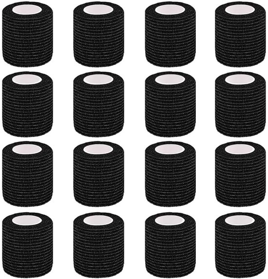 Foto: Vitdipy 16 stuks zelfklevend verband 5 cm x 4 5 m elastisch anti blaar anti slip bandagetape sporttape voor pols elleboog enkel en nog veel meer geschikt voor mens en dier zwart