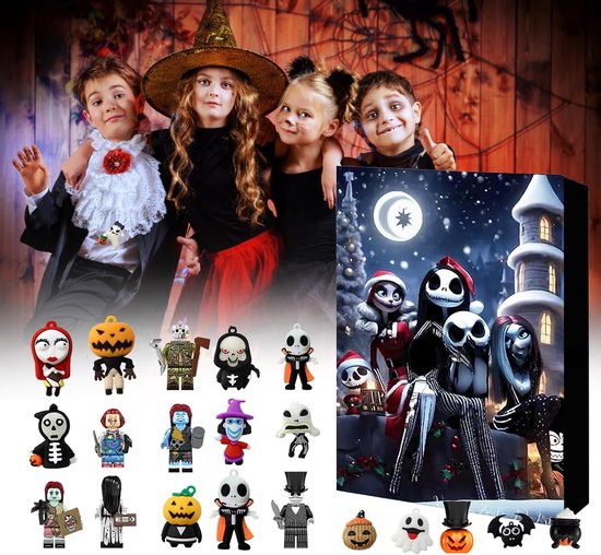 Adventskalender- adventskalender 2025- halloween-Halloween Adventskalender 2025 - Verbeterde Editie - 24 Dagen Halloween Aftelkalender - Bevat 24 Verzamelbare Horror Figuren - Kerstkous Vullingen - Jongens & Meisjes - Kerstfeest Gunsten