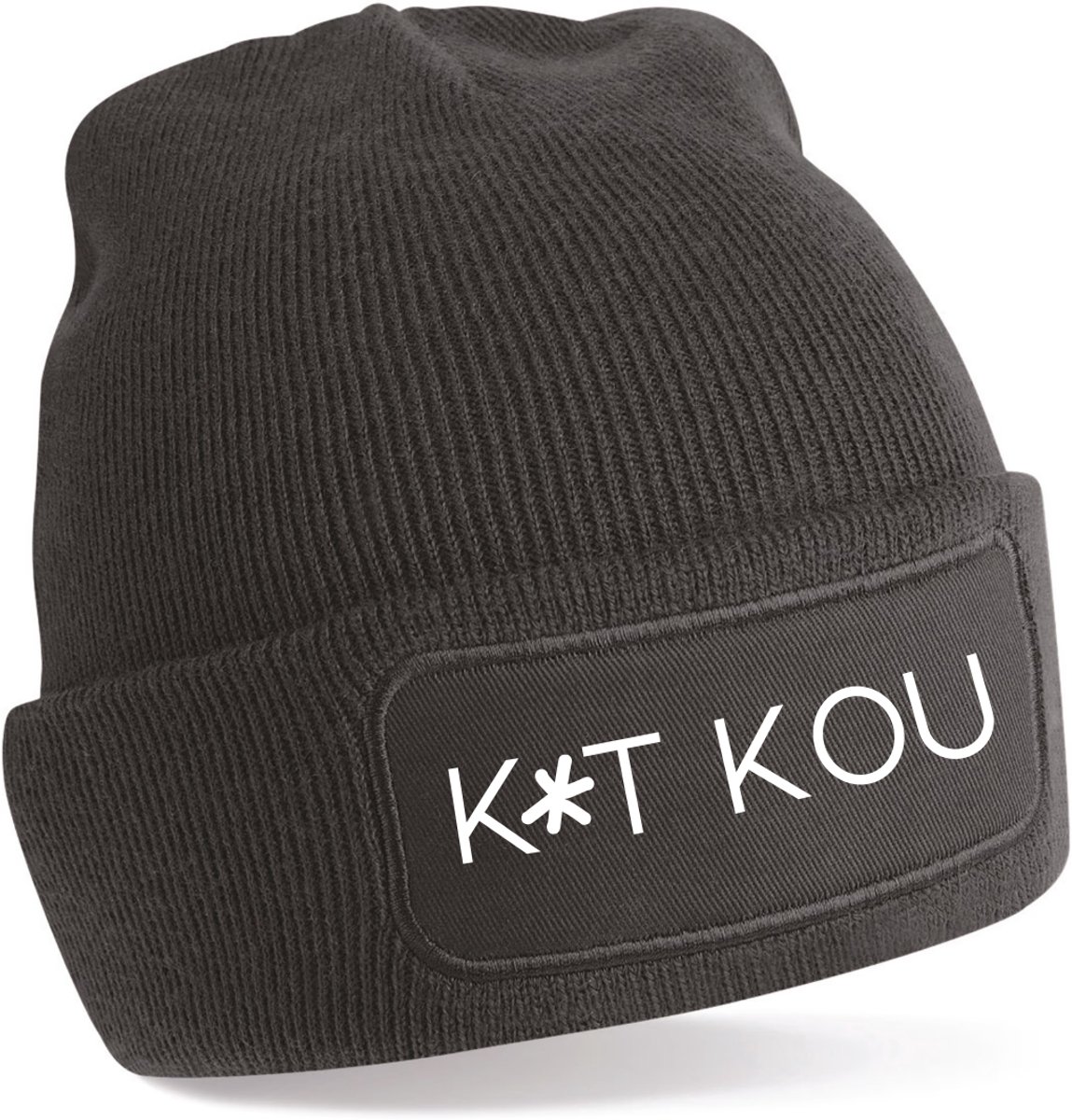 Beanie-k*t kou-kado-wintermuts-grappig-zwart-wit