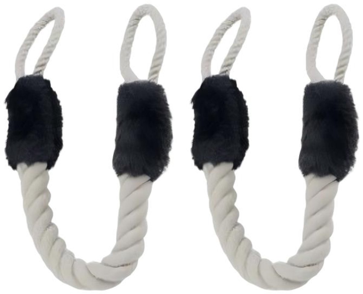 Image of 2-Pack Deurstopper - Katoenen deurkoord - Huisdierbescherming - Kind & Baby - Zacht & Wasbaar - Deurkoord - Kindervingerbescherming - Lengte 60 cm - Zwart