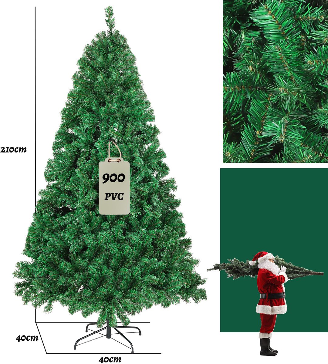 210cm kunstkerstboom, met standaard, kunstboom, kerstboom, pvc-naalden, ideaal voor thuis, kantoor, winkels en hotels, groen – foto 2