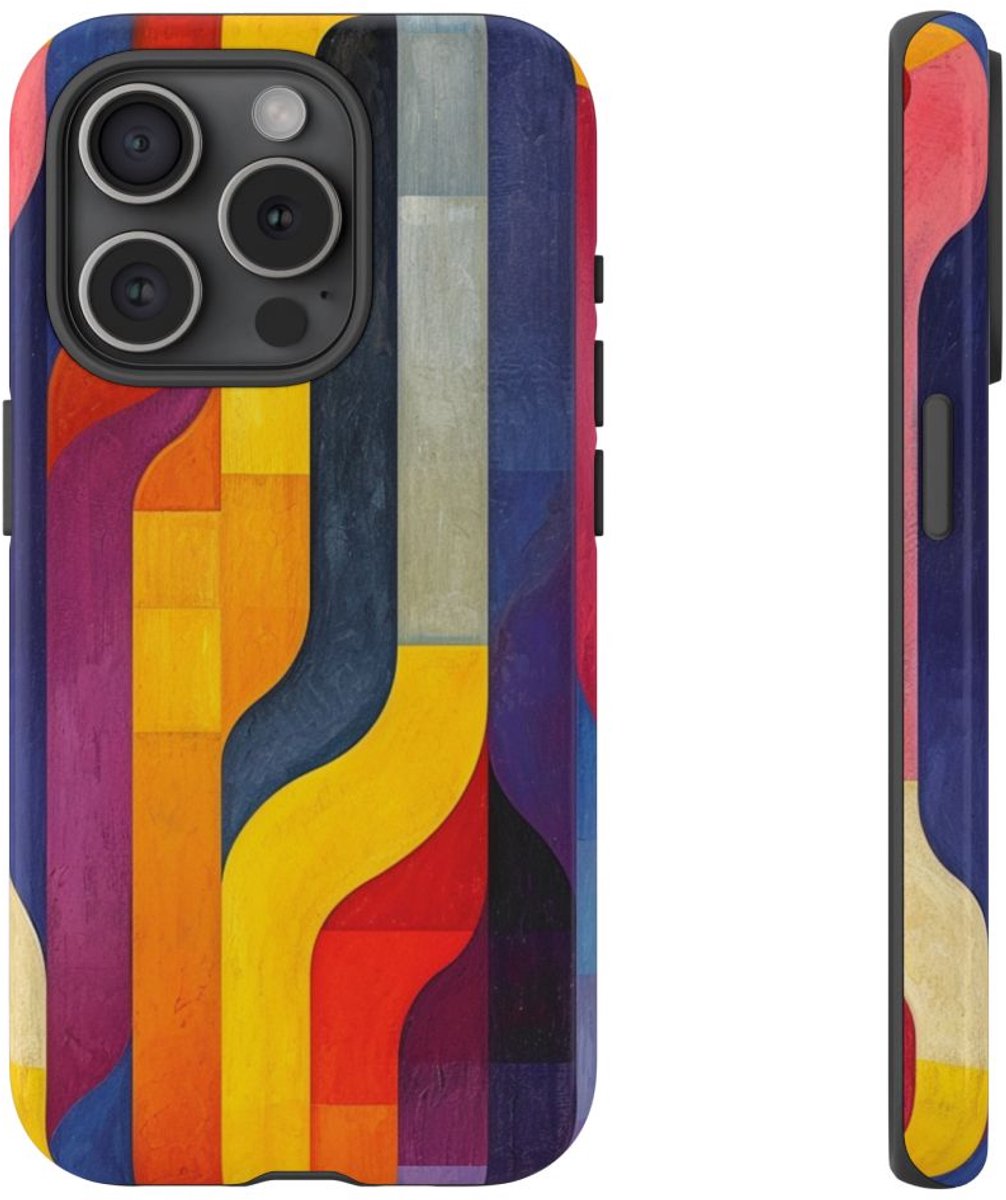Kleurrijk Abstract Geometrisch Patroon – Telefoonhoesje Geschikt voor iPhone 15 Pro
