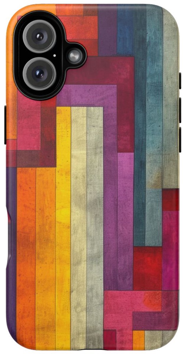 Kleurrijk Geometrisch Abstract Patroon – Telefoonhoesje Geschikt voor iPhone 16 Plus