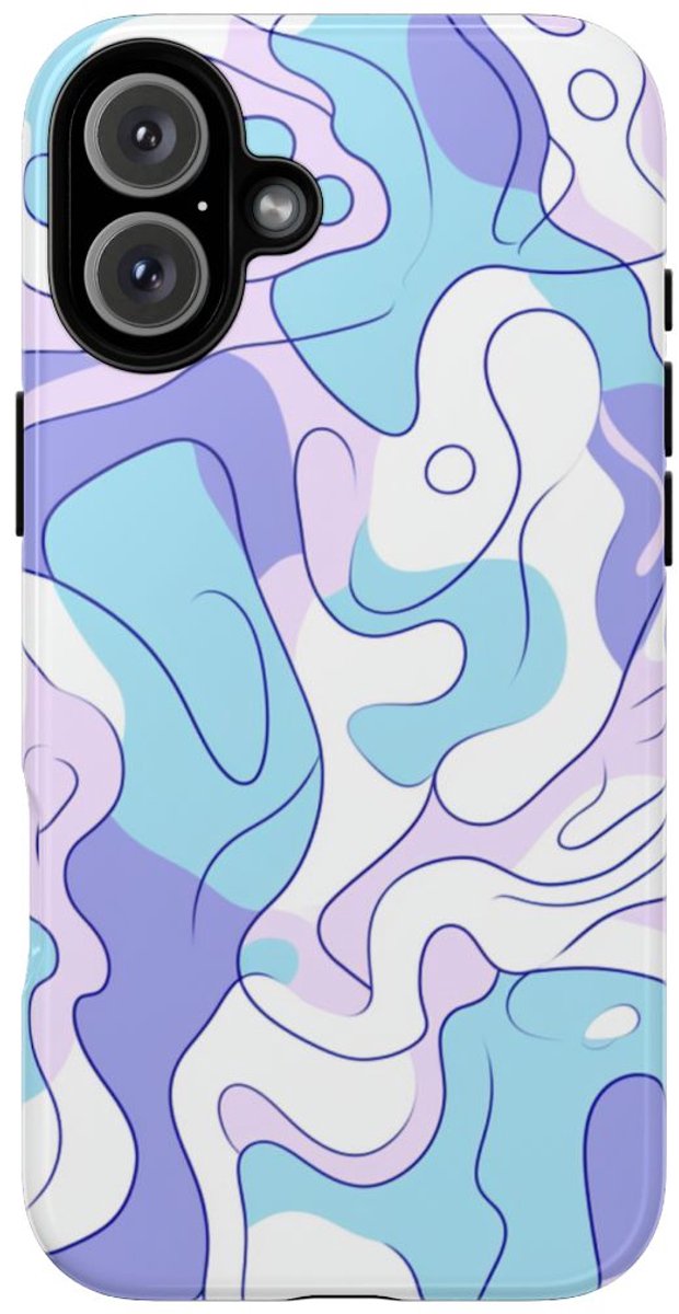 Abstract Blauw-Paars Lijnenspel – Telefoonhoesje Geschikt voor iPhone 16 Plus