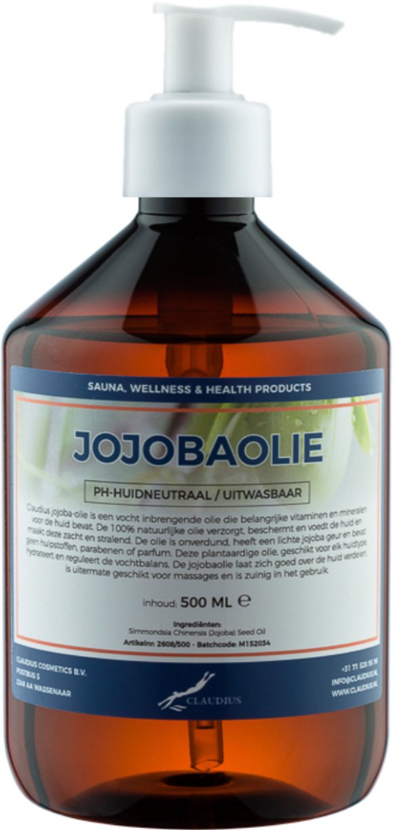 Jojobaolie 500 ml met witte pomp - 100% natuurlijk - biologisch en koud geperst