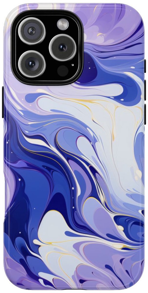 Lavendel en Indigo Gemarmerd Abstract – Telefoonhoesje Geschikt voor iPhone 16 Pro Max
