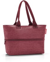 Bordeauxrode shopper met twee handvatten en een horizontale rits.
