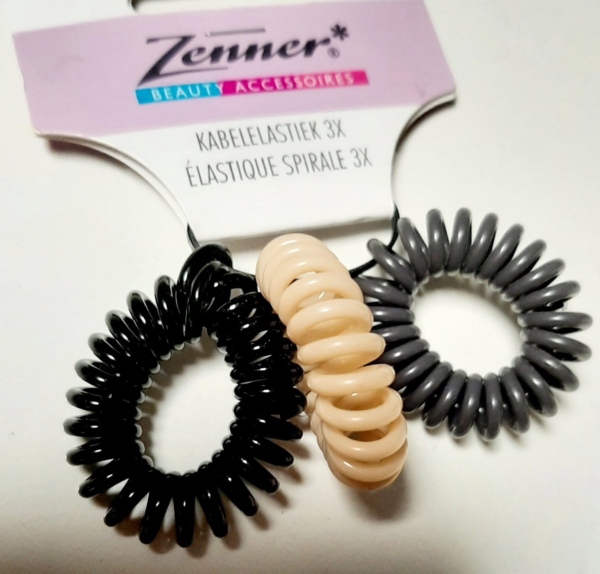 Zenner 3x kabelelastiek - cable elastics - haarspiralen - bruin beige zwart