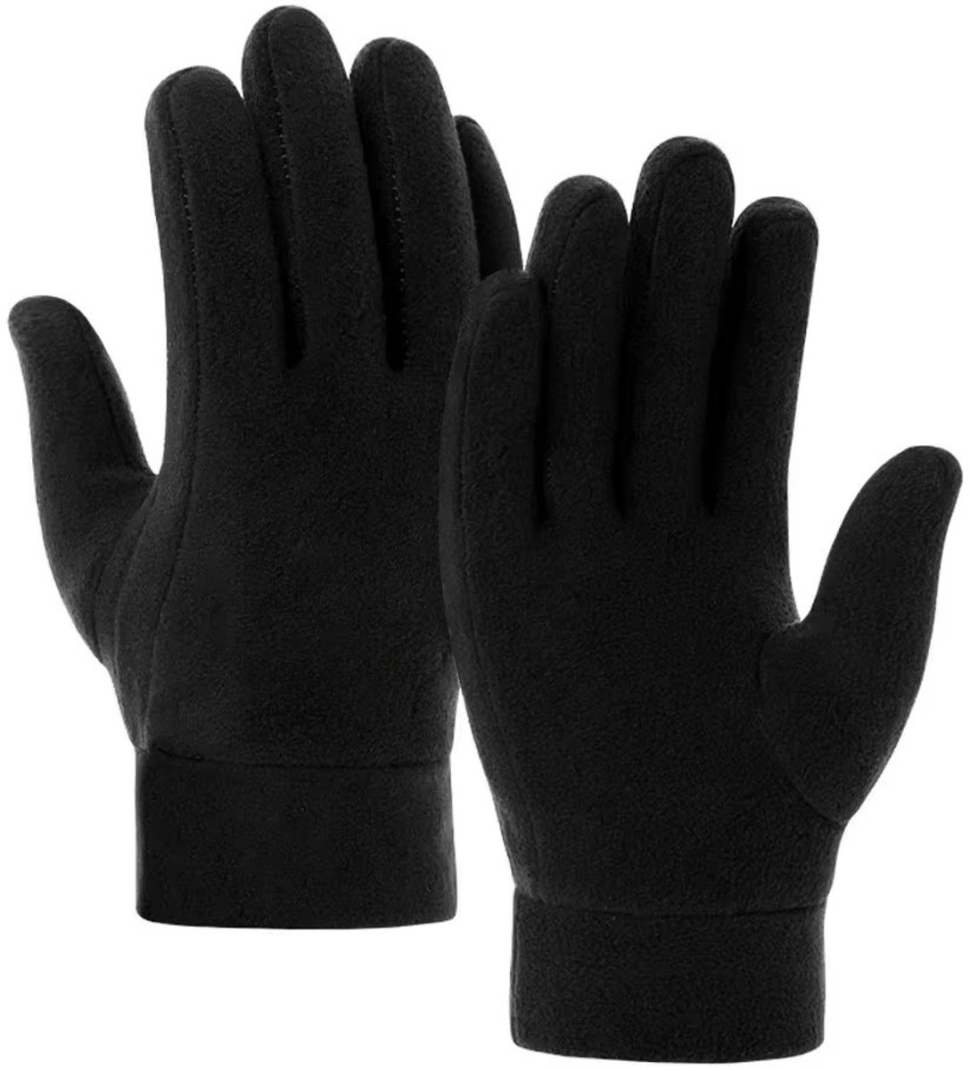 Winterhandschoenen heren – thermisch fleece winddicht – warme lange vinger handschoenen voor skiën fietsen wandelen Zwart