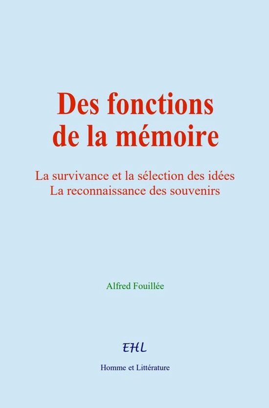 Des fonctions de la mémoire - cover