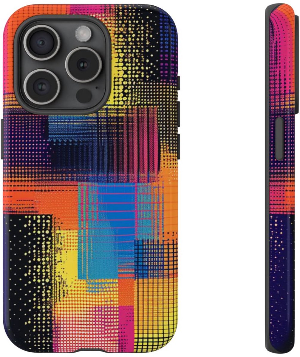 Kleurrijk Abstract Pixelpatroon – Telefoonhoesje Geschikt voor iPhone 15 Pro