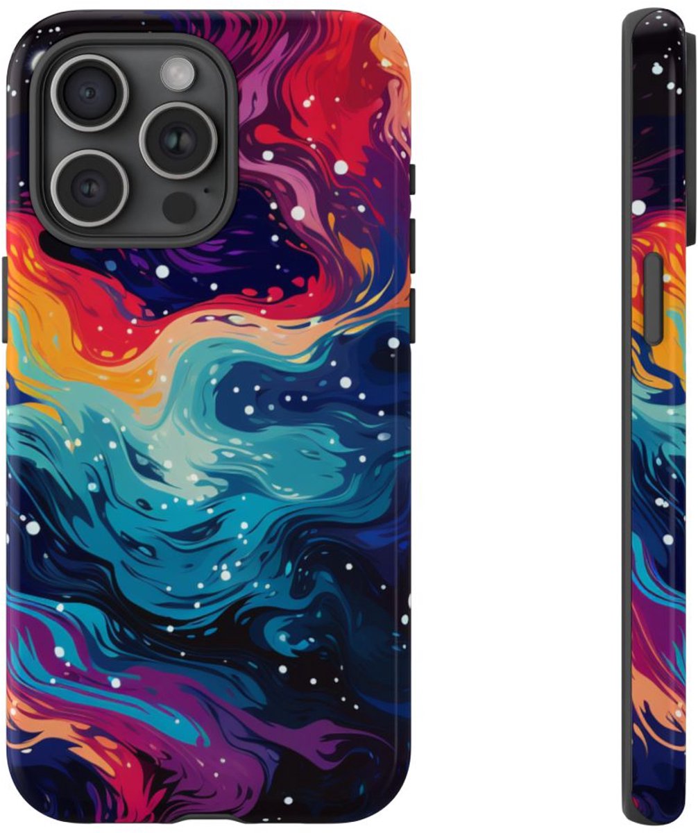 Kleurrijk Abstract Galaxy Patroon – Telefoonhoesje Geschikt voor iPhone 15 Pro Max