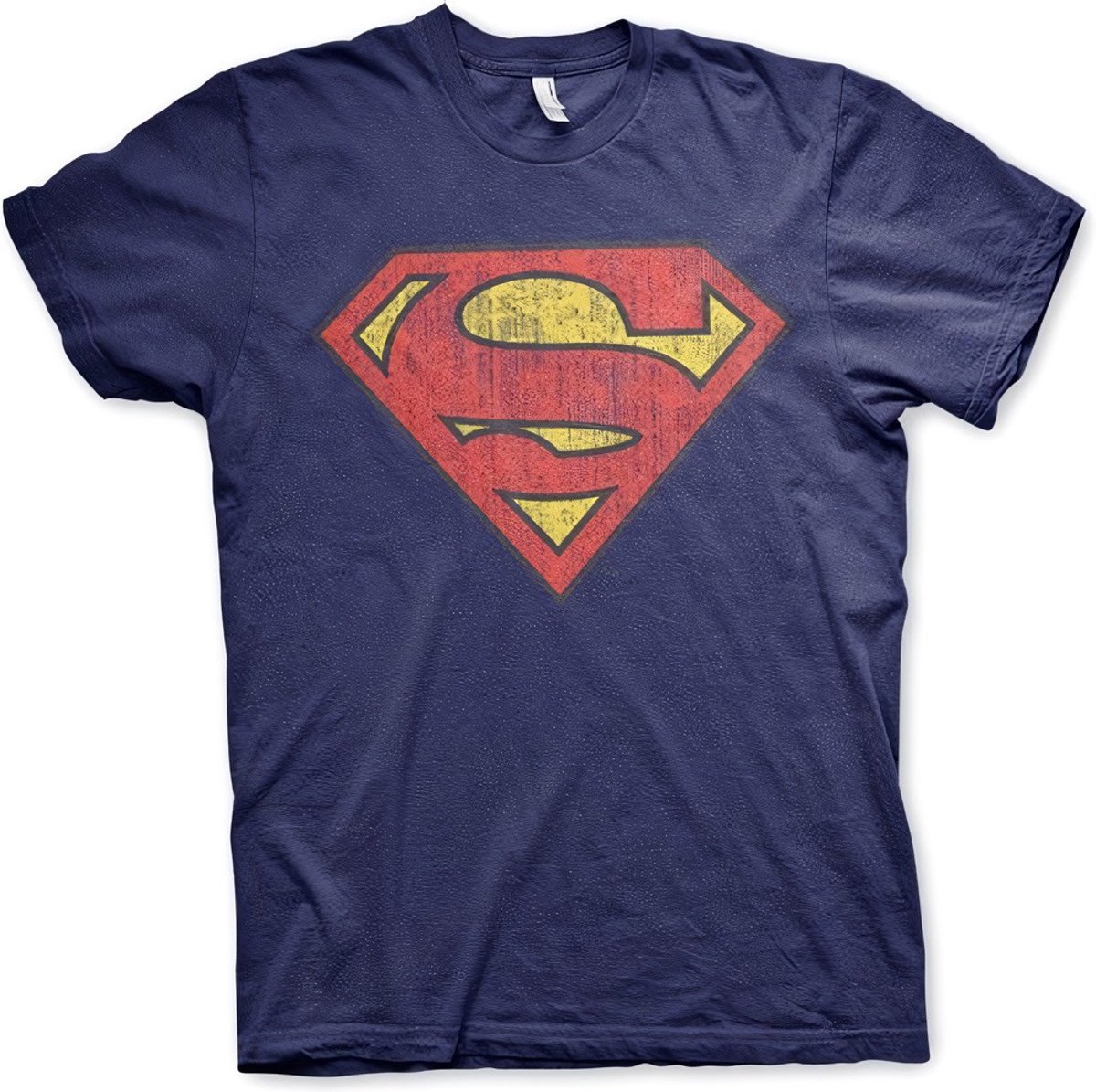 DC Comics Superman Heren Tshirt -L- Washed Shield Blauw
