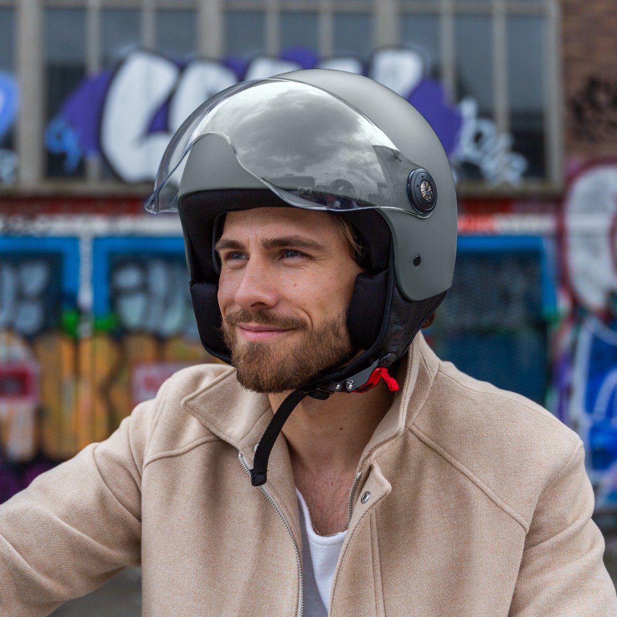 VINZ Duoro Scooterhelm - ECE 22.06 Gekeurde Jethelm voor Motor, Brommer & Snorfiets - Licht Gewicht - Grijs - L – foto 7
