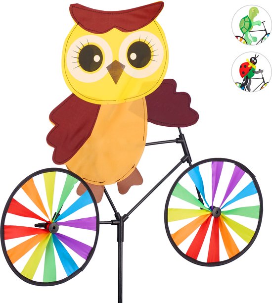 4x windmolen dier - fiets - windspel - tuinsteker - tuin - kinderen - decoratie