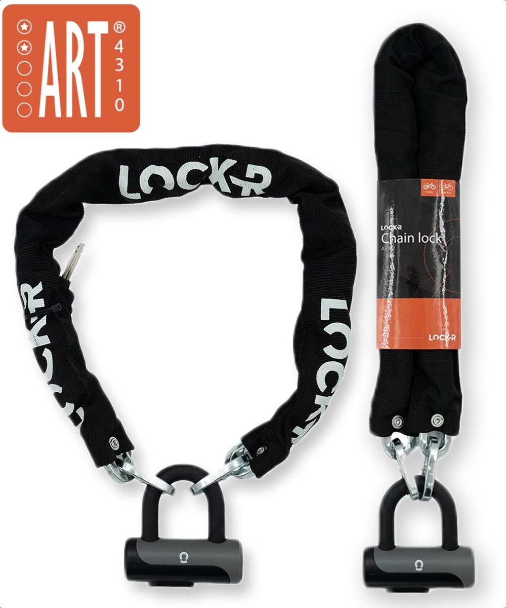 LOCK-R - Kettingslot - ART 2 Beveiligd - Scooterslot & Fietsslot - Hangslot Ketting - Slot geschikt voor Fiets, Fatbike & Scooter