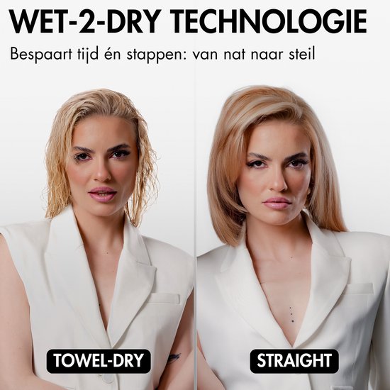 Fer à lisser Sansbeauté® Sanstraight Wet-to-Dry - 2 en 1 - Sèche-cheveux et Fers à lisser - Coldshot - 80℃ à 140℃ - Lisseur vapeur Alternatief