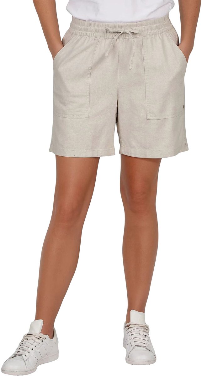 DENIMFY Dames Short DFAlessia regular/straight Beige XXL Volwassenen Linnen short dames - Korte linnenbroek dames