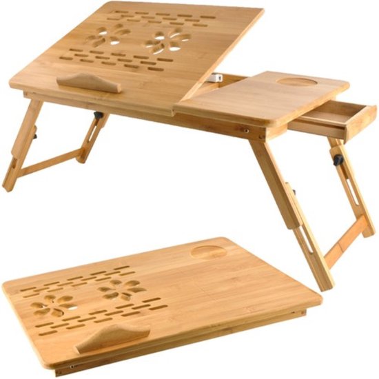 Foto: Ruhhy bamboe laptopstandaard perfec voor ergonomisch werken voor laptops tot 17 inch