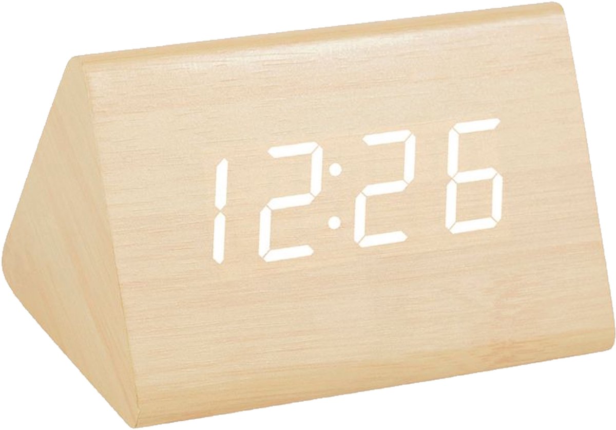 Ostaria Wekker/alarmklok - digitaal - driehoek - MDF - beige - D7 x 8 cm