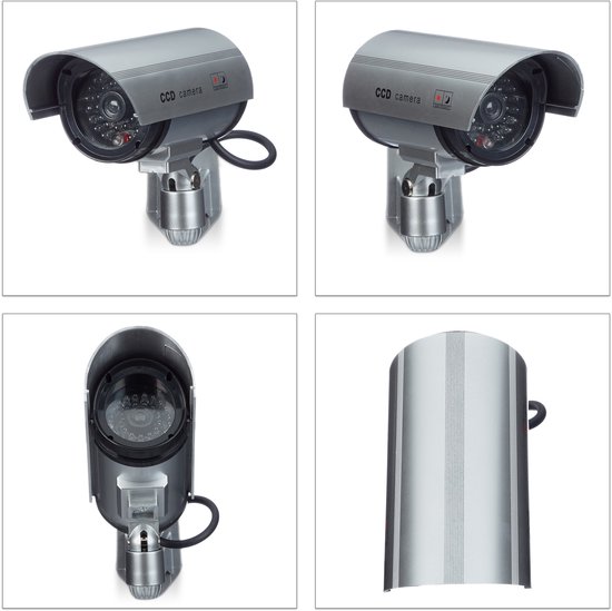Relaxdays 8x dummy beveiligingscamera - voor wandmontage - LED licht - zilver - nepcamera van Relaxdays — afbeelding 5