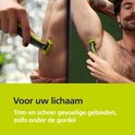 Collage van mannen die de gele OneBlade trimmer gebruiken voor lichaamshaar.