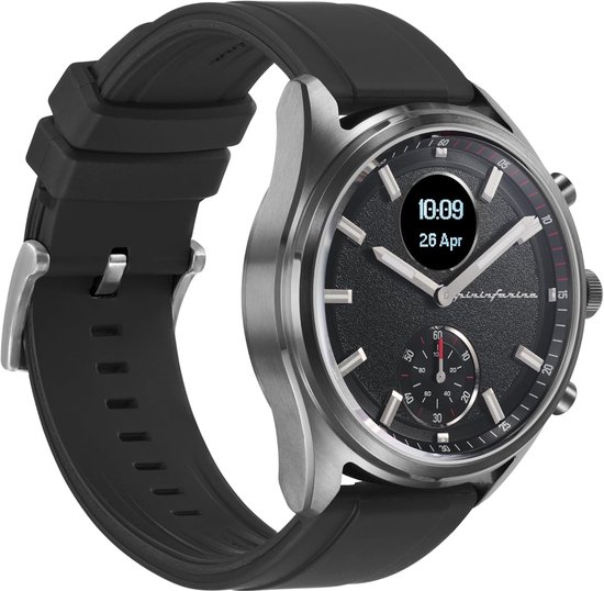 Pininfarina Sport Sintesi smartwatch, hartslagmeting, fitnesstracker, FKM-band, slaapmeting, GPS-tracker, batterijduur van 30 dagen, compatibel met Android en Apple