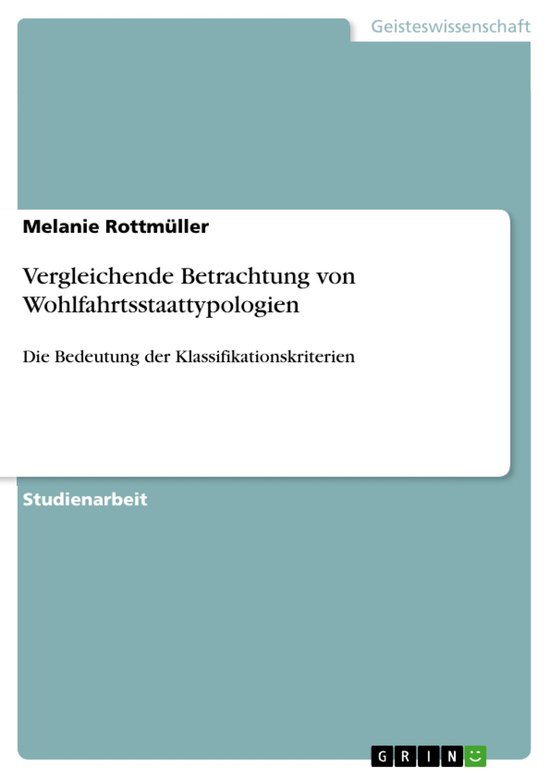 Vergleichende Betrachtung von Wohlfahrtsstaattypologien - cover