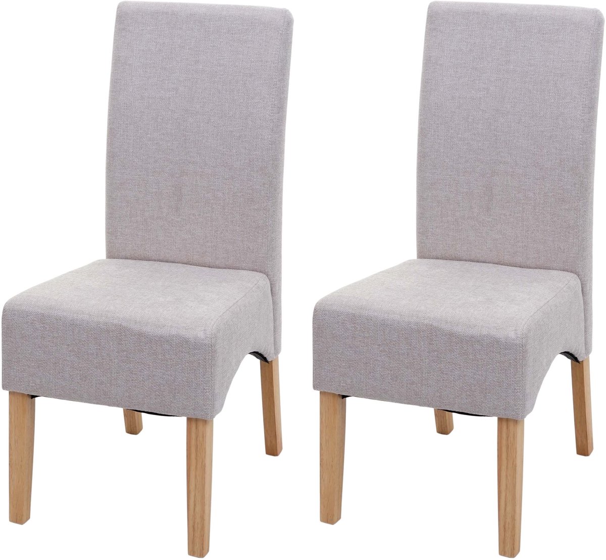 MCW Set van 2 Latina eetkamerstoelen, keukenstoel, stof/textiel MVG-gecertificeerd ~ crème beige, lichtgekleurde poten