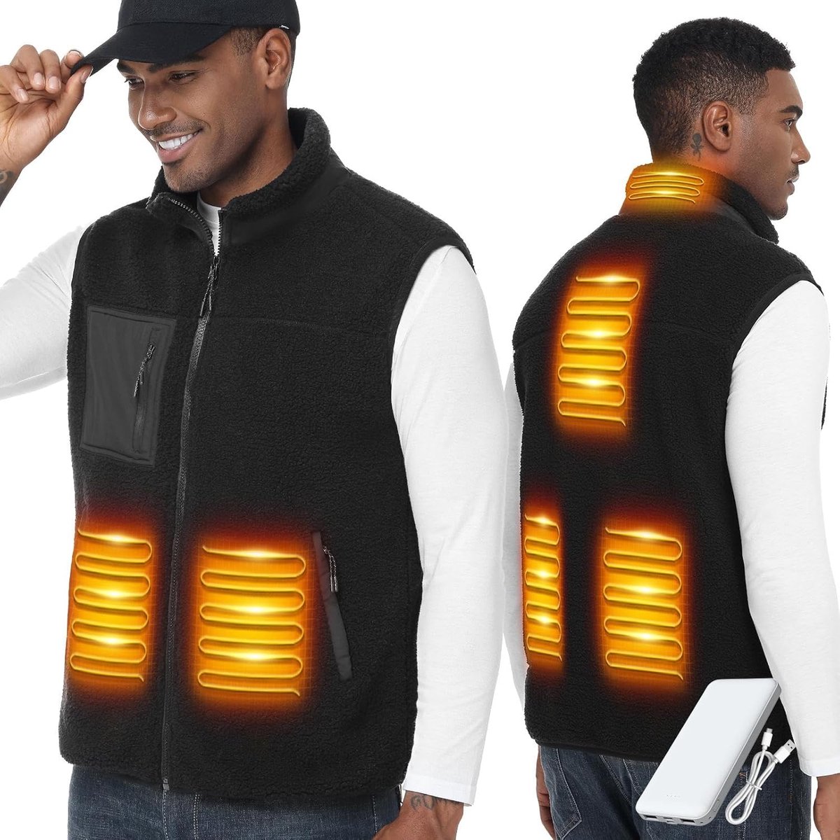 Verwarmd Fleecevest voor Heren en Dames met 6 Verwarmingszones - USB Aansluiting en 3 Temperatuurniveaus