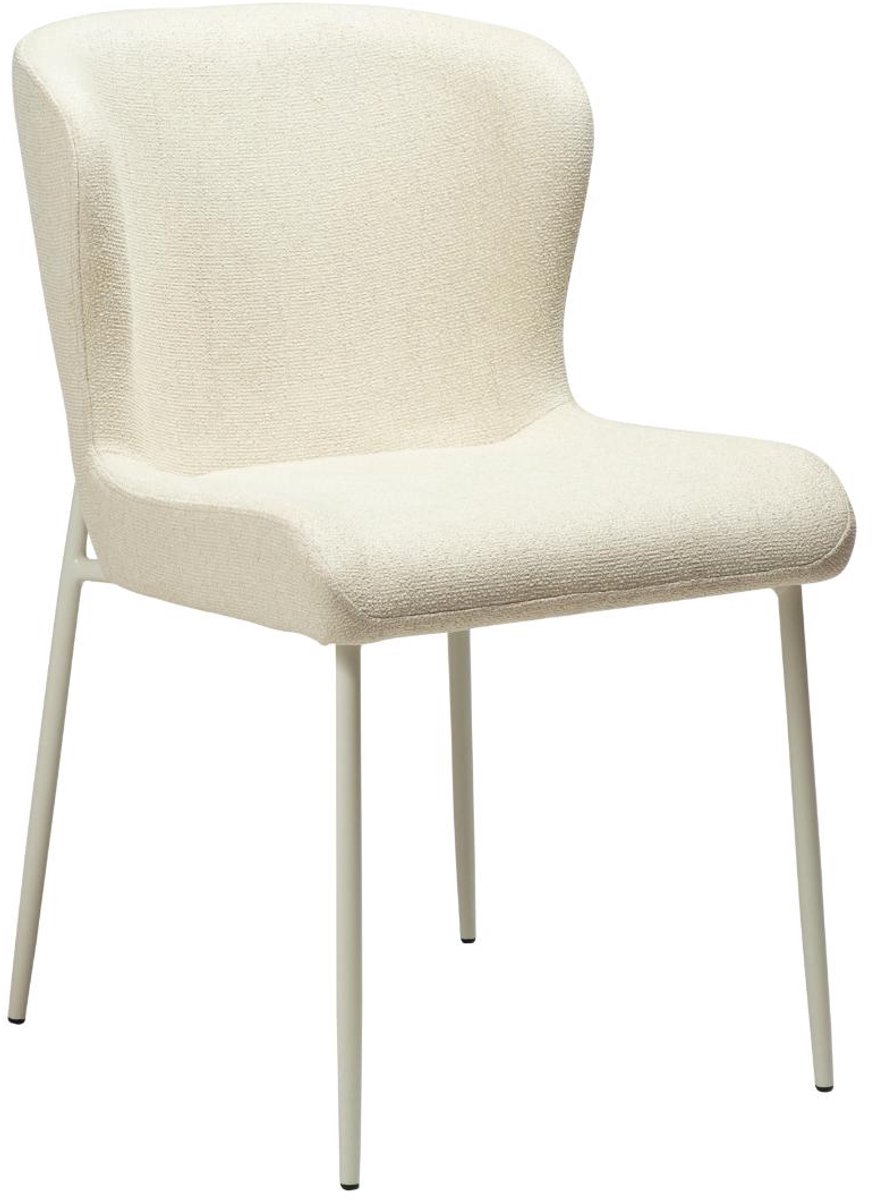 Glam Dan-Form eetkamerstoel bouclé wit.