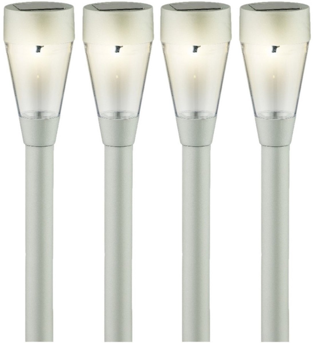 Lumineo Solar tuinlamp - 10x - prikspot - zilver - op zonne-energie - 32 cm - Prikspots tuinverlichting