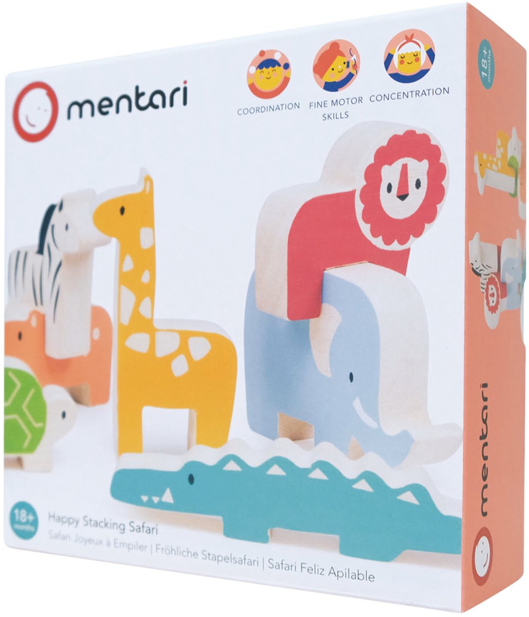 MENTARI Stapelaar - Safari - 20X20X10Cm - In Zak Met Trekkoord - 18 Maanden