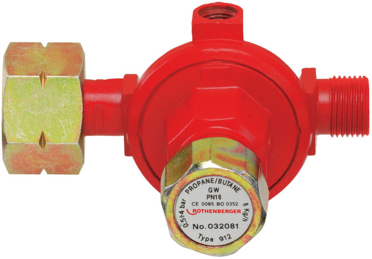 ROTHENBERGER Propaanregelaar, traploos, 1-4bar, W21,8x3/8"L - 32081