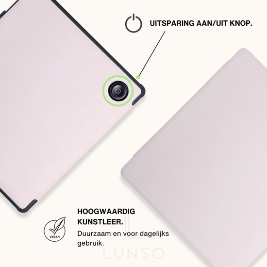 Lunso Geschikt voor Kobo Libra Colour hoes (7 inch) - sleepcover - Lichtroze van Lunso — afbeelding 3
