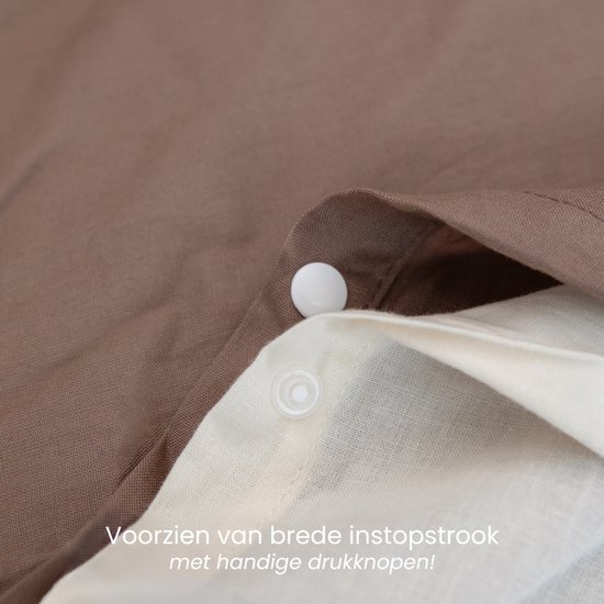 Superieur Dekbedovertrek Twin Face - Creme / Taupe - 100% Katoen - 140x200/220cm Eenpersoons - Warme taupe met creme dekbedset - adembenemend in uitstraling - optimaal ventilerend en ademend van Merkloos — afbeelding 5