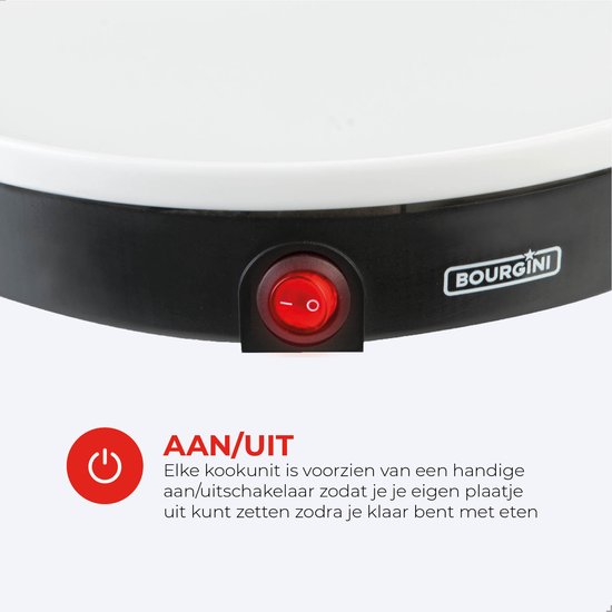 Gedetailleerde opname van een kookunit met aan/uit schakelaar.