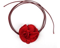 Allecto plus - Verstelbare Vintage Bloemenchoker voor Dames Meisjes Bruid - Boho Bloemenketting Rood - Ideaal voor Bruiloft Feest Verjaardag