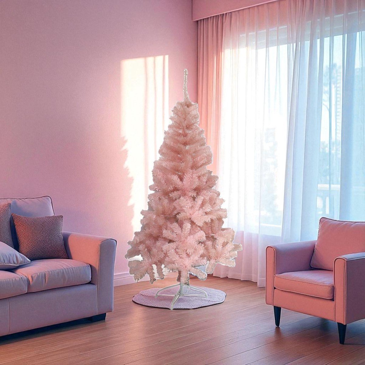 Roze kunstkerstboom Pino 150 cm – 450 takken, compact en trendy eyecatcher