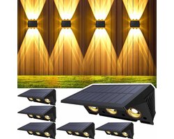 Zonne-Energie Buitenlampen - 6 Stuks LED Wandlampen Waterdicht IP67 voor Tuin, Balkon en Terras