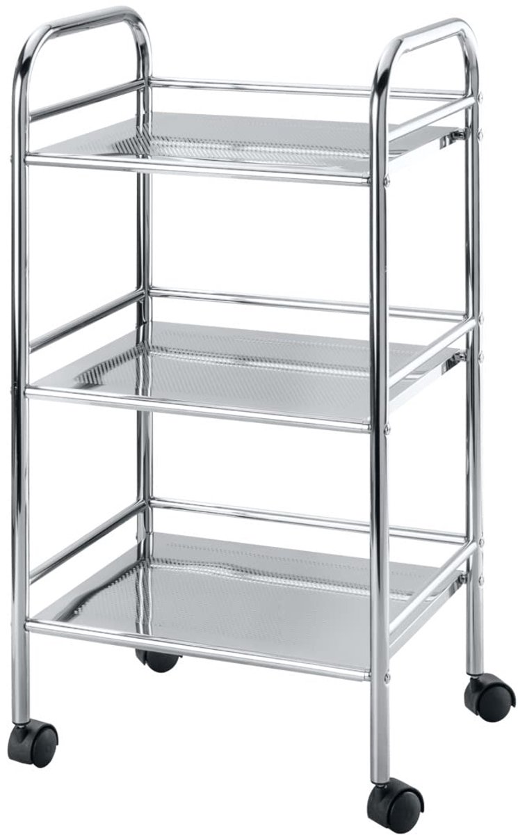 Ibenzoa® Verrijdbare metalen trolley met drie planken voor veelzijdig huishoudelijk gebruik